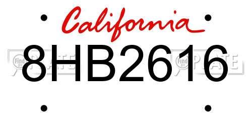 8HB2616 California License Plate