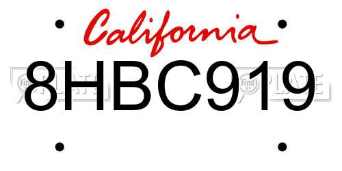 8HBC919 California License Plate