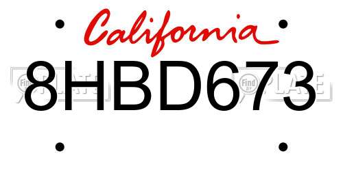 8HBD673 California License Plate