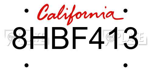8HBF413 California License Plate