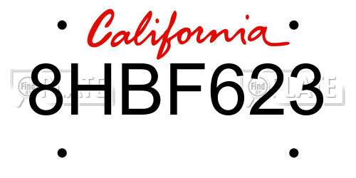 8HBF623 California License Plate