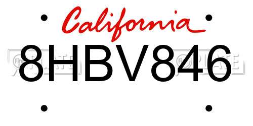 8HBV846 California License Plate