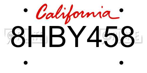 8HBY458 California License Plate
