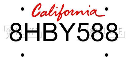 8HBY588 California License Plate