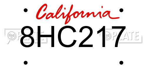 8HC217 California License Plate