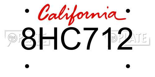 8HC712 California License Plate
