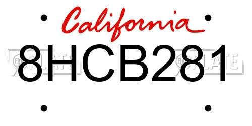 8HCB281 license plate in CA state