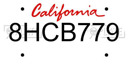 8HCB779 California License Plate