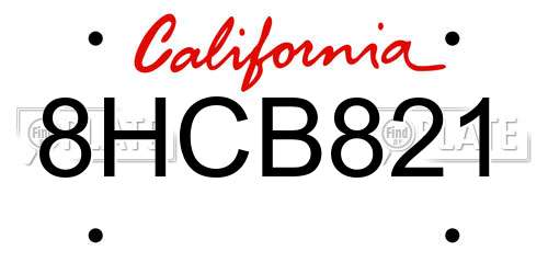 8HCB821 California License Plate