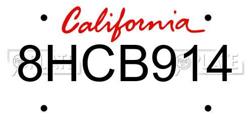 8HCB914 California License Plate