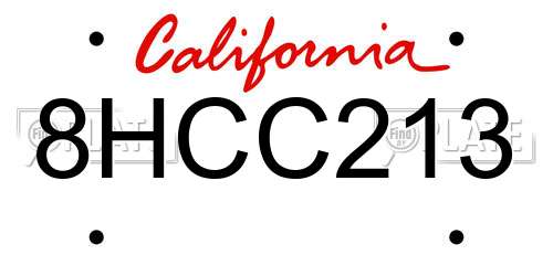 8HCC213 California License Plate