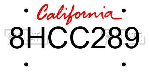 8HCC289 California License Plate