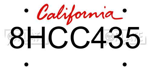 8HCC435 California License Plate
