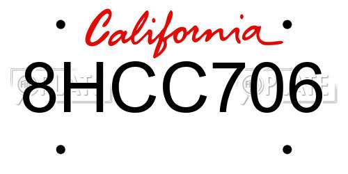 8HCC706 California License Plate
