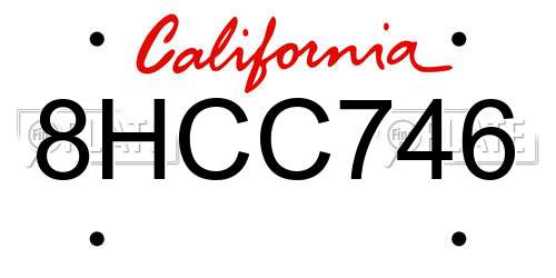 8HCC746 California License Plate