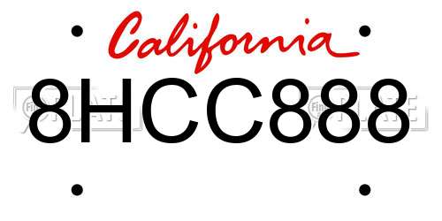 8HCC888 California License Plate