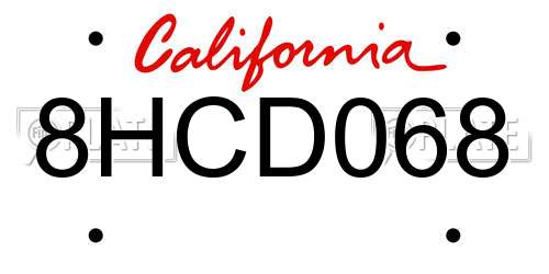 8HCD068 California License Plate