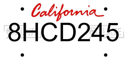 8HCD245 California License Plate