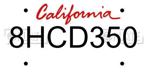 8HCD350 California License Plate