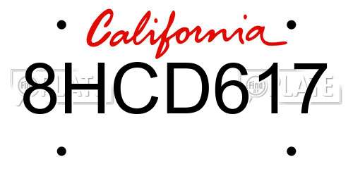 8HCD617 California License Plate