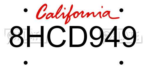8HCD949 California License Plate
