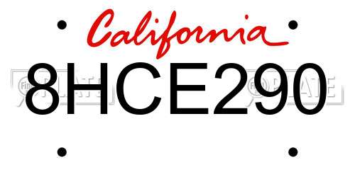 8HCE290 California License Plate