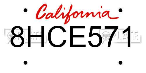 8HCE571 California License Plate