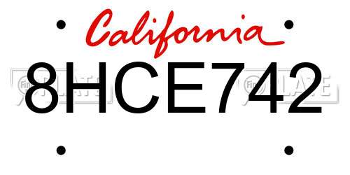 8HCE742 California License Plate