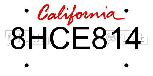 8HCE814 California License Plate
