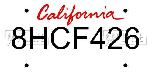 8HCF426 California License Plate