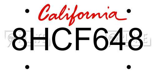 8HCF648 California License Plate