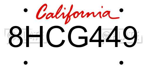 8HCG449 California License Plate