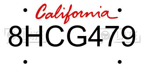 8HCG479 California License Plate