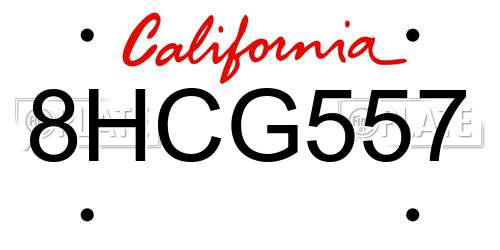 8HCG557 California License Plate