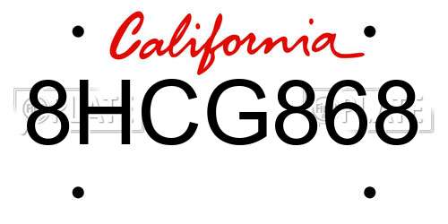 8HCG868 California License Plate