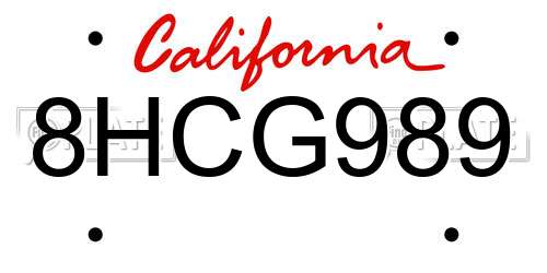8HCG989 California License Plate