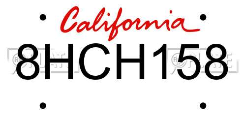 8HCH158 California License Plate