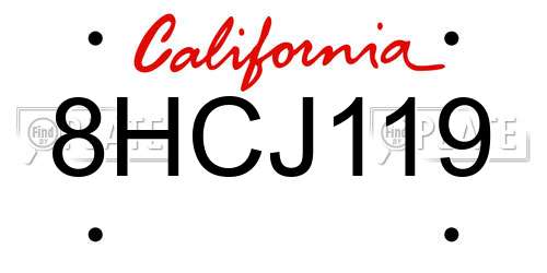 8HCJ119 California License Plate