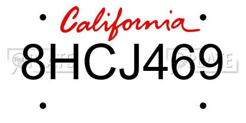 8HCJ469 California License Plate