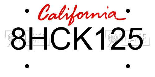 8HCK125 California License Plate