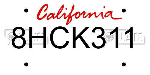 8HCK311 California License Plate