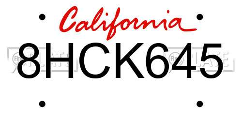 8HCK645 California License Plate