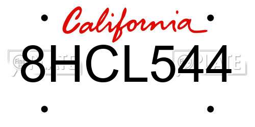 8HCL544 California License Plate