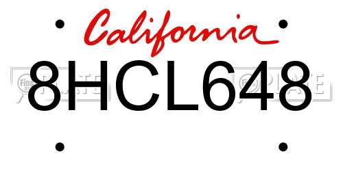 8HCL648 California License Plate