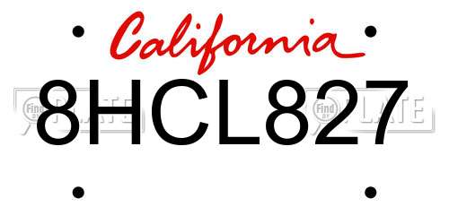 8HCL827 California License Plate