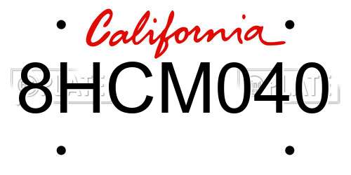 8HCM040 California License Plate