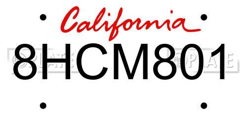 8HCM801 California License Plate