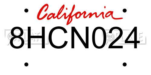 8HCN024 California License Plate