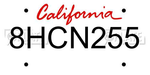 8HCN255 California License Plate