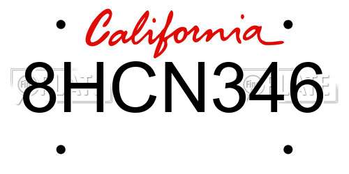 8HCN346 California License Plate
